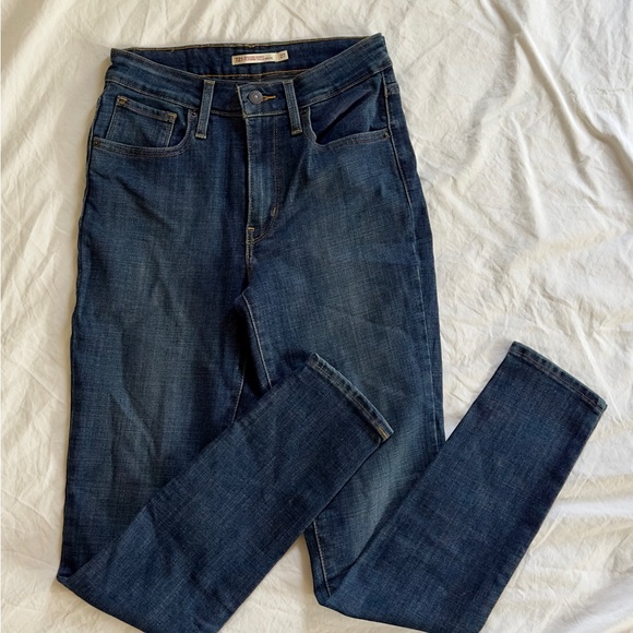 Levi's 721 High Rise Skinny Blue Denim Jeans - Picture 1 of 4